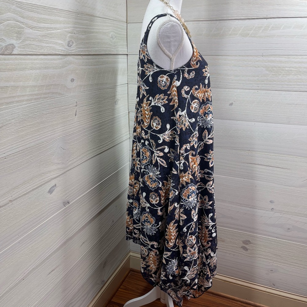 Nina Leonard Floral Lace Handkerchief Sundress S FREE SHIP - Picture 4 of 6